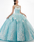Illusion Aqua Tulle Lace Quinceanera Dresses with Lace Appliques Long Prom Ball Gown Sweet 16